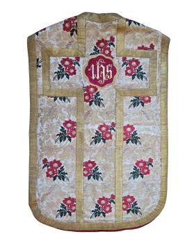 Preview: Antike weiße Kasel, Ornat, Messgewand, Vestment, Pluviale, 19. Jahrhundert