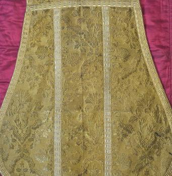 Preview: Antike goldene Kasel, Ornat, Messgewand, Vestment, Pluviale um 1900
