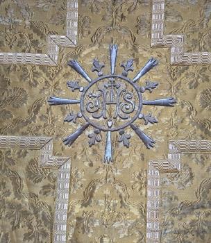 Antike goldene Kasel, Ornat, Messgewand, Vestment, Pluviale um 1900