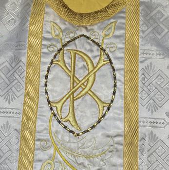 Preview: Antique white chasuble, vestment, Ornat