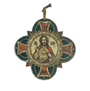 Anhänger Herz Jesu aus geprägtem Karton, um 1880/1900
