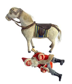 Antiker Nikolaus / Weihnachtsmann auf Pferd