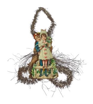 Preview: Tinselornament mit Oblaten um 1920