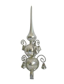 Antike Christbaumspitze mit Draht und Glöckchen um 1950