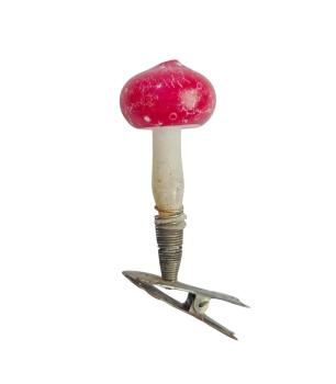 Antique mushroom / fly agaric on clip, lauscha around 1920