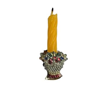 Metal Candle Holder on clip, flower basket around 1880/1890