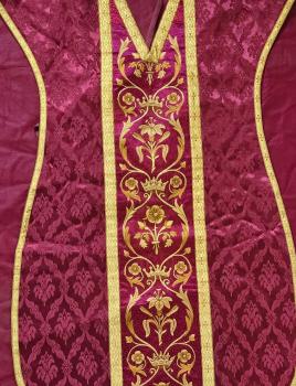 Preview: Weinrote Kasel, Ornat, Messgewand, Vestment, Pluviale