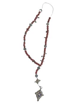 Rosary filigree made of silver / cross with enamel, 19th century