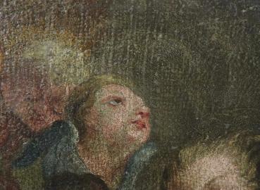 Barockgemälde Jesuskind mit Engeln um 1700