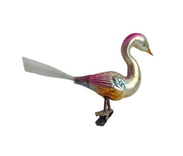 Preview: Glasornament,  Schwan / Vogel auf Zwicker, 50er Jahre
