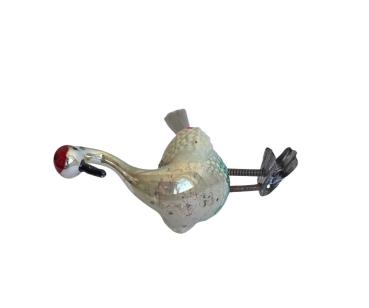 Preview: Glasornament,  Schwan / Vogel auf Zwicker, 50er Jahre