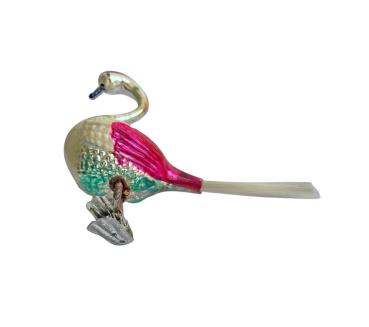 Preview: Glasornament,  Schwan / Vogel auf Zwicker, 50er Jahre