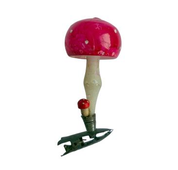 Antiker Christbaumschmuck, Fliegenpilz auf Zwicker um 1930