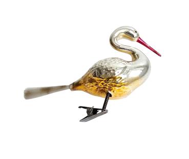 Preview: Glasornament,  Schwan / Vogel auf Zwicker, 50er Jahre