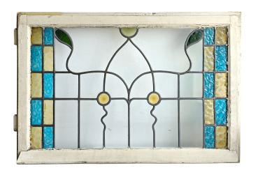 Antikes Holzfenster Original mit Buntglas/Bleiglas um 1900