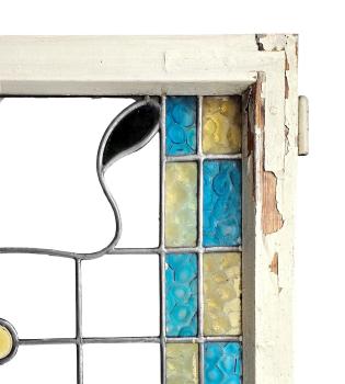 Preview: Antikes Holzfenster Original mit Buntglas/Bleiglas um 1900