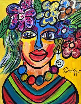 Preview: Peter Robert Keil (geb. 1942 Züllichau), Frieda Kahlo mit Blumenschmuck