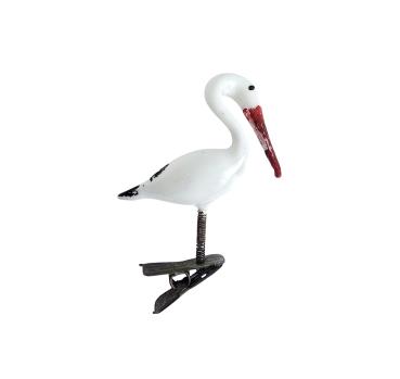 Preview: Lauscha stork on clip, around 1910