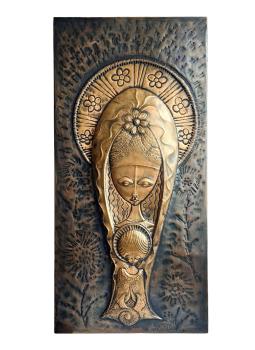 Mid century Kupfer Relief, S. Cellini, Madonna mit Kind