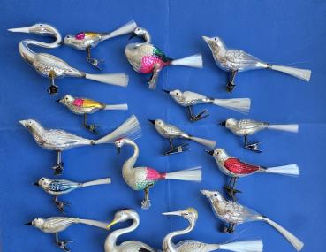 Preview: 21 Swan / Birds on clip, collection, around 1950