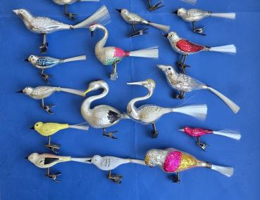 Preview: 21 Swan / Birds on clip, collection, around 1950