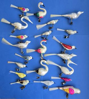 Preview: 21 Swan / Birds on clip, collection, around 1950