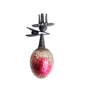 Candle Holder with  glass ornament strawberry, around 1920