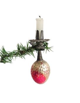 Preview: Candle Holder with  glass ornament strawberry, around 1920