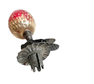 Preview: Candle Holder with  glass ornament strawberry, around 1920
