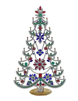 Free standing vintage rhinestone Christmas tree - Prong Set Stones, 33 cm