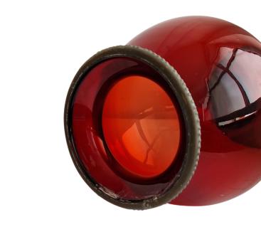 Biedermeier Lantern, blown red glass, ~ 1850