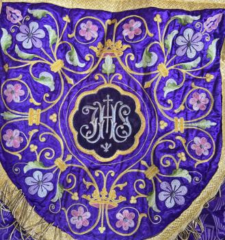 Antiker Rauchmantel - Chormantel, Messgewand, Vespermantel, Pluviale, Ornat um 1900