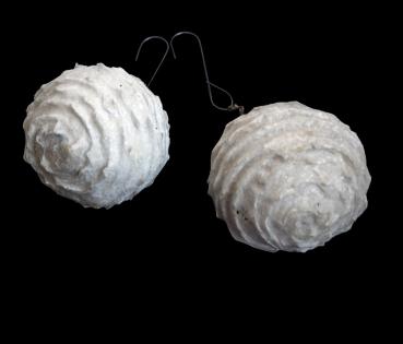 2 Spun cotton Snowballs, ca. 1900