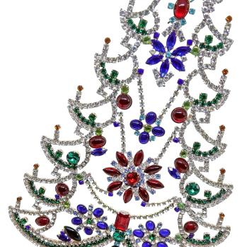 Preview: Free standing vintage rhinestone Christmas tree - Prong Set Stones, 33 cm