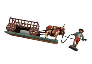 Farmer with Ox cart (7 cm)