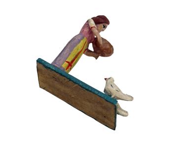 Grulicher Krippenfigur "Bäuerin füttert Hühner" (7 cm)