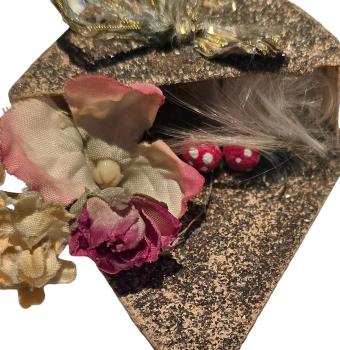 Preview: Blumenampel aus Karton, beglimmert, um 1920