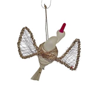 Preview: Antique Christmas tree ornament, swan with wire wings around 1920
