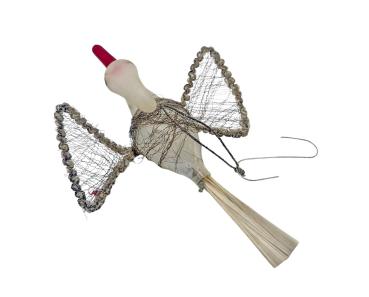 Antique Christmas tree ornament, swan with wire wings around 1920