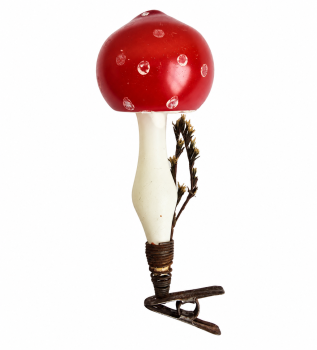 Antique mushroom / fly agaric on clip, around 1930