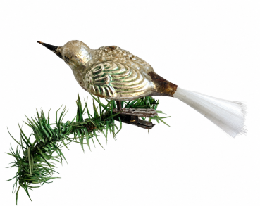 Preview: Lauscha song bird on clip, around 1920