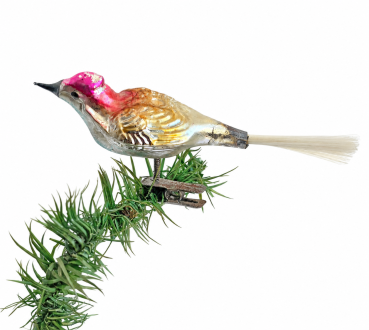 Preview: Lauscha song bird on clip, around 1930