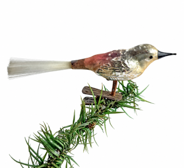 Preview: Lauscha song bird on clip, around 1930
