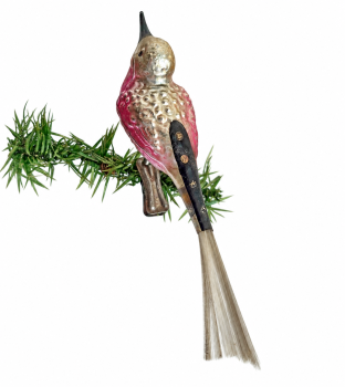Preview: Lauscha song bird on clip, around 1930