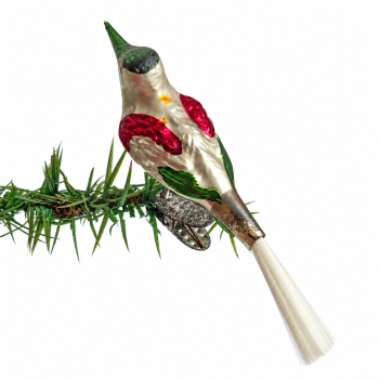 Preview: Lauscha song bird on clip, around 1950