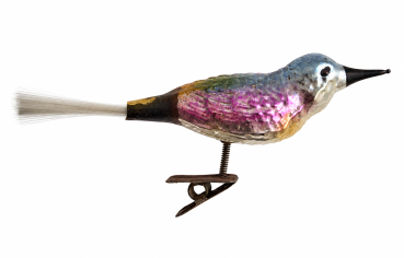 Lauscha song bird on clip, around 1930