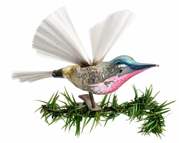 Preview: Lauscha song bird on clip with spun glass wings and tail