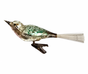 Lauscha song bird on clip, around 1920