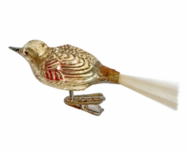 Lauscha song bird on clip, around 1920