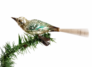 Preview: Lauscha song bird on clip, around 1920